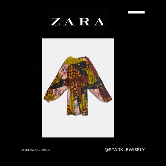 ZARA Patchwork Satin Dress EUC - Picture 4 of 16